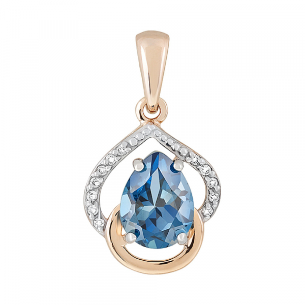 Золотая подвеска с топазом и фианитом № 126344
