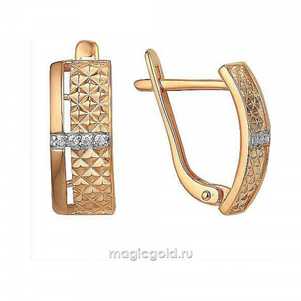 Золотые серьги с фианитом № 174008