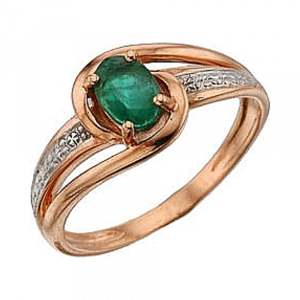 Золотое кольцо с изумрудом № 34536