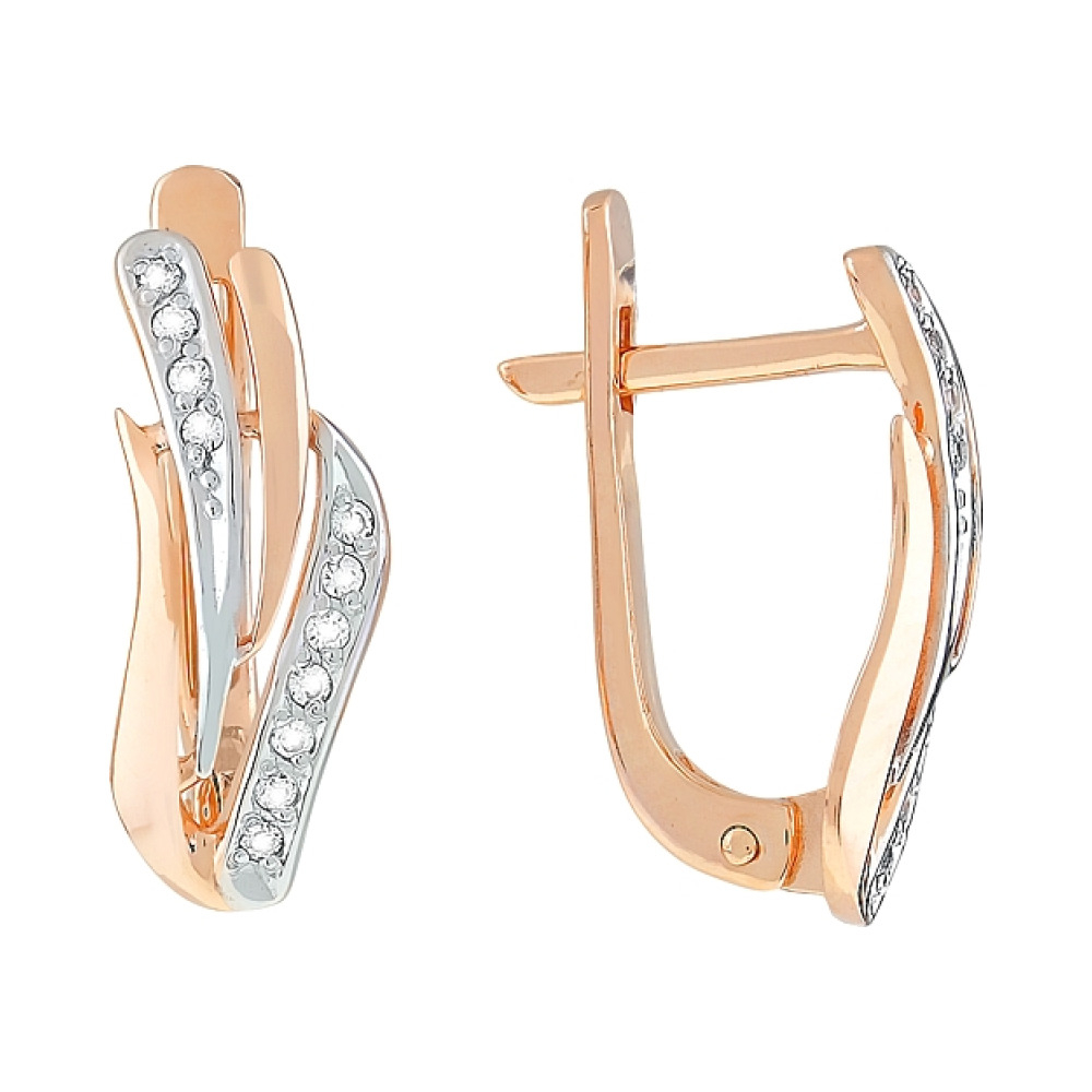 Золотые серьги с фианитами № 112374