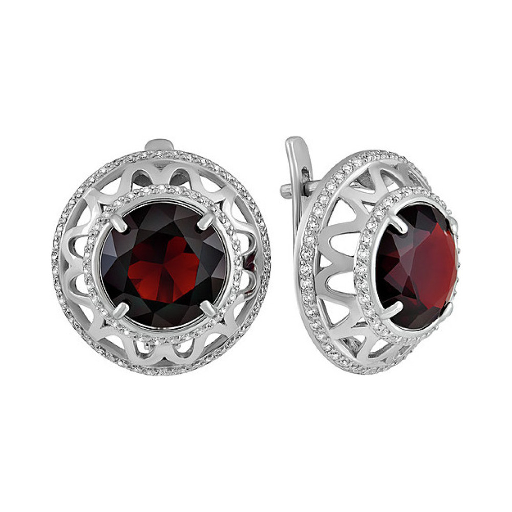 Серебряные серьги с алпанитом и фианитом № 135034