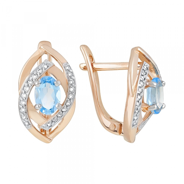 Золотые серьги с топазом и фианитом № 119972