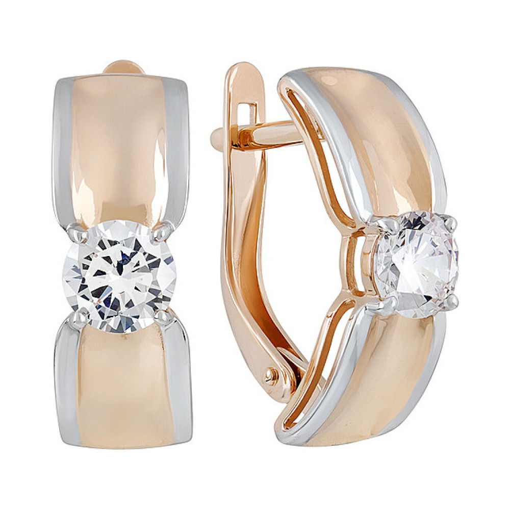 Золотые серьги с фианитом № 135398