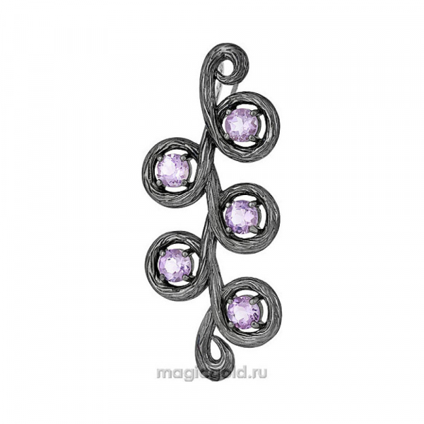 Серебряная подвеска с аметистом и черным покрытием № 136082