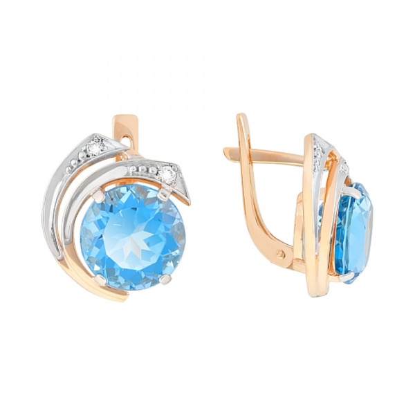 Золотые серьги с топазом и фианитом № 95924