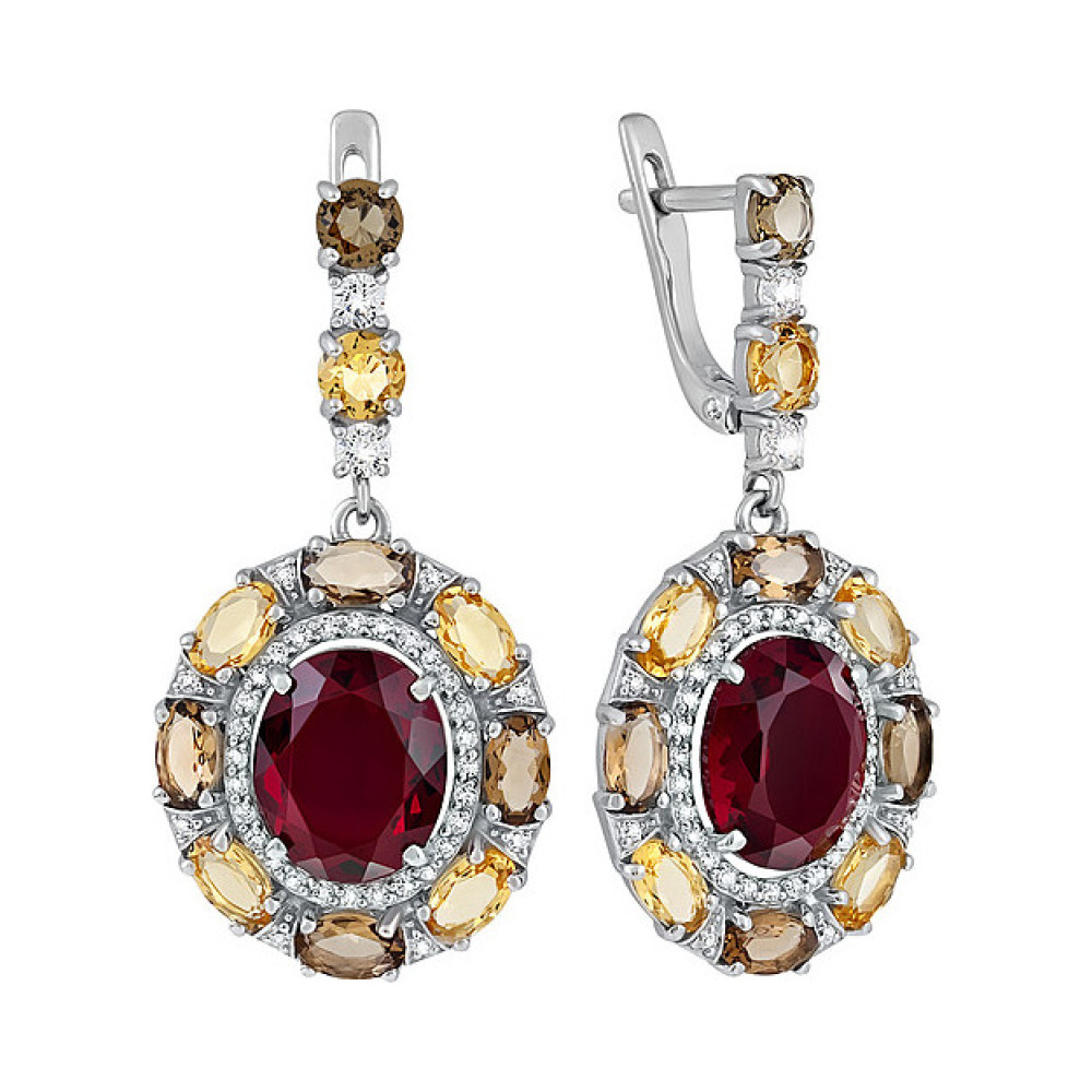 Серебряные серьги с алпанитом и фианитом № 133316