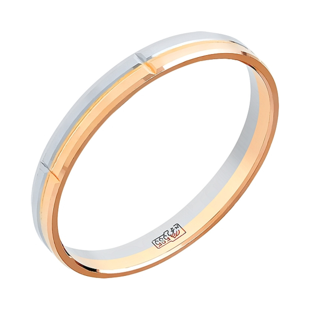 Золотое кольцо обручальное с алмазкой 3мм № 81597