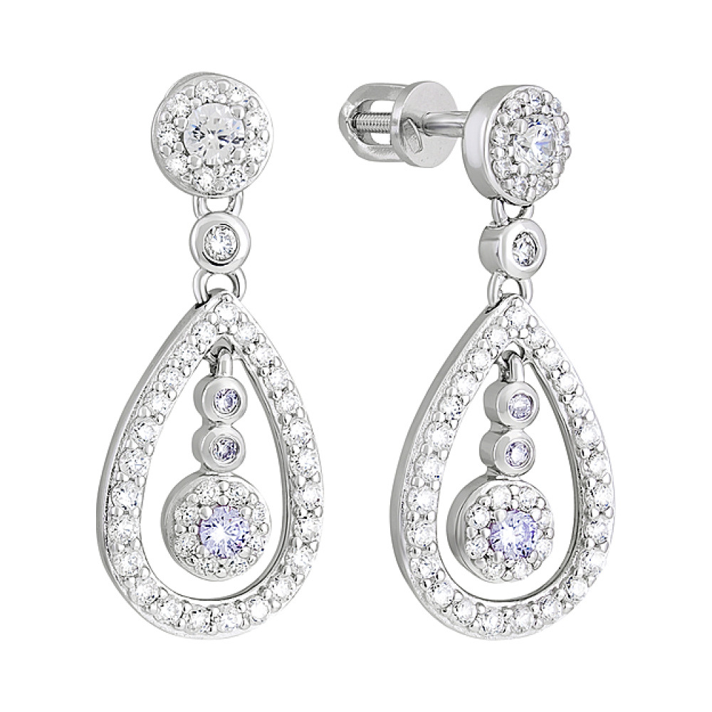 Серебряные серьги с фианитами № 127751