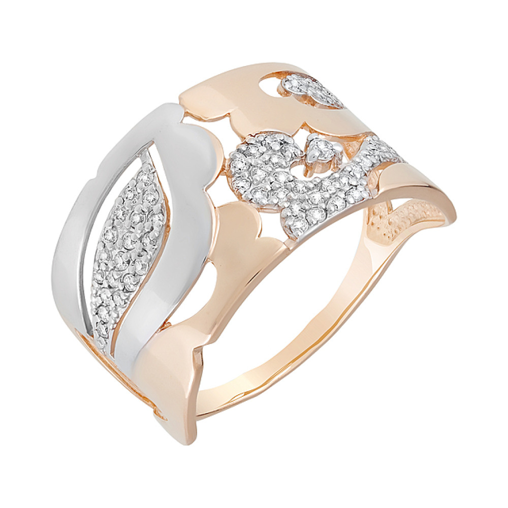 Золотое кольцо с фианитами № 129864