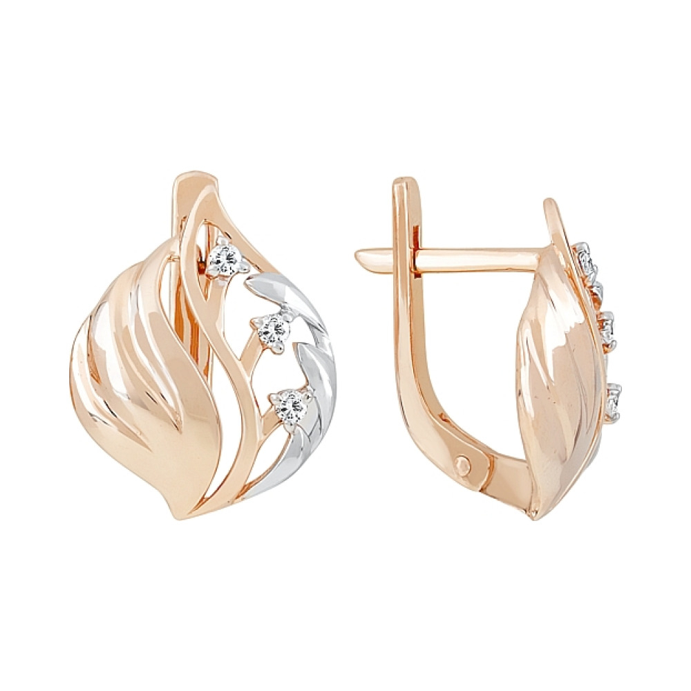 Золотые серьги с фианитами № 115967