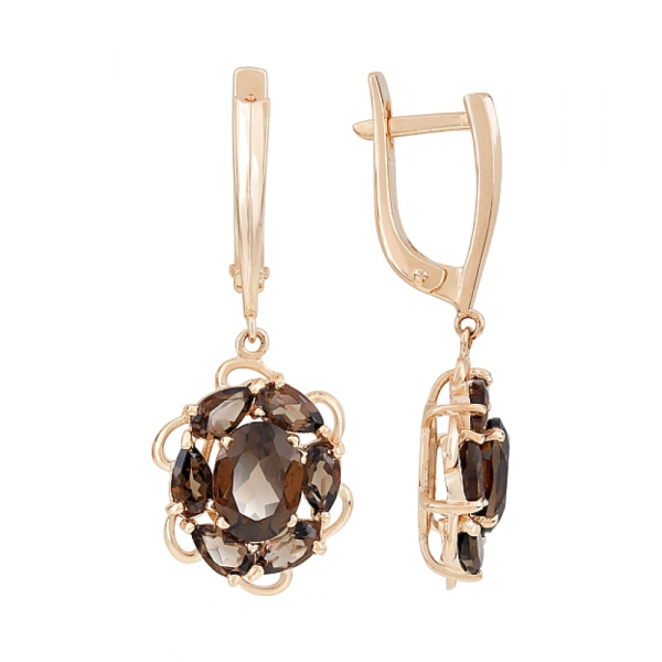 Золотые серьги с раухтопазом № 116280