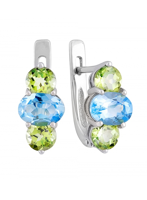 Серебряные серьги с полудрагоценными вставками № 131473