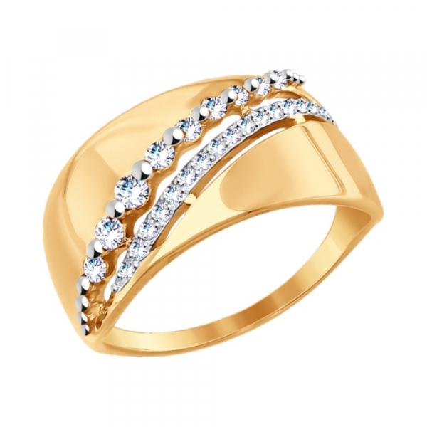 Золотое кольцо с фианитом № 161625