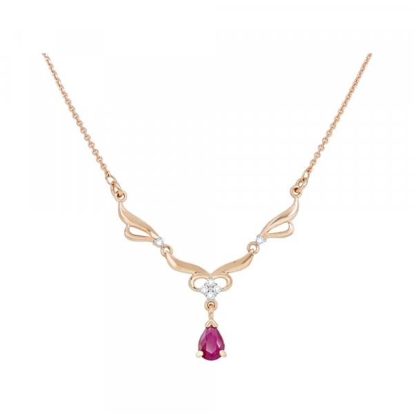 Золотое колье с бриллиантом и рубином № 113673