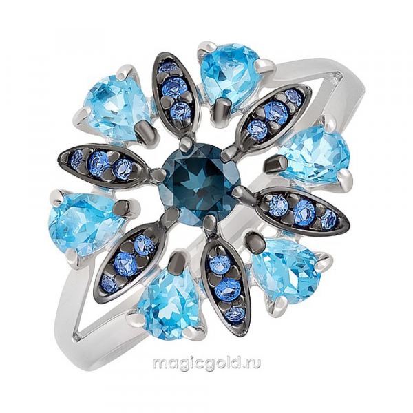 Серебряное кольцо с топазом и фианитом № 140377