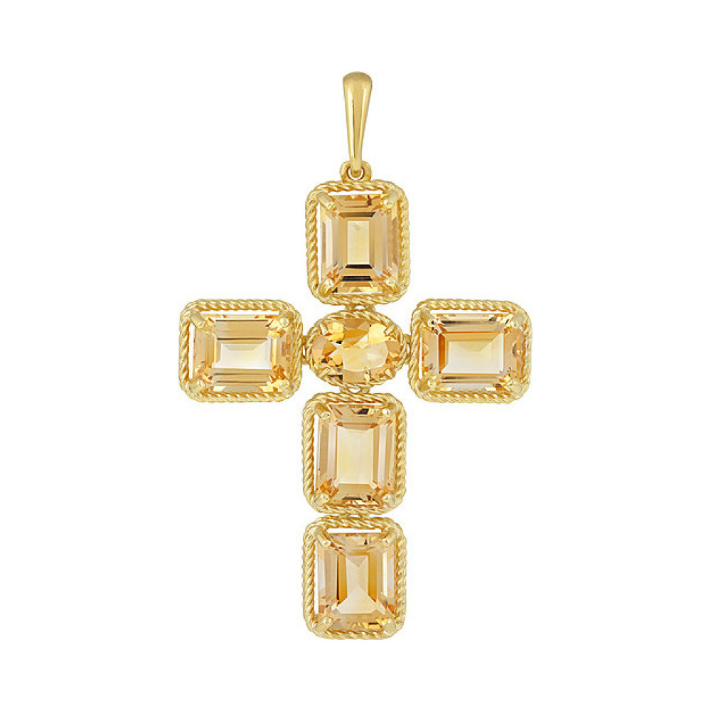 Серебряная подвеска с цитрином и золотым покрытием № 133959