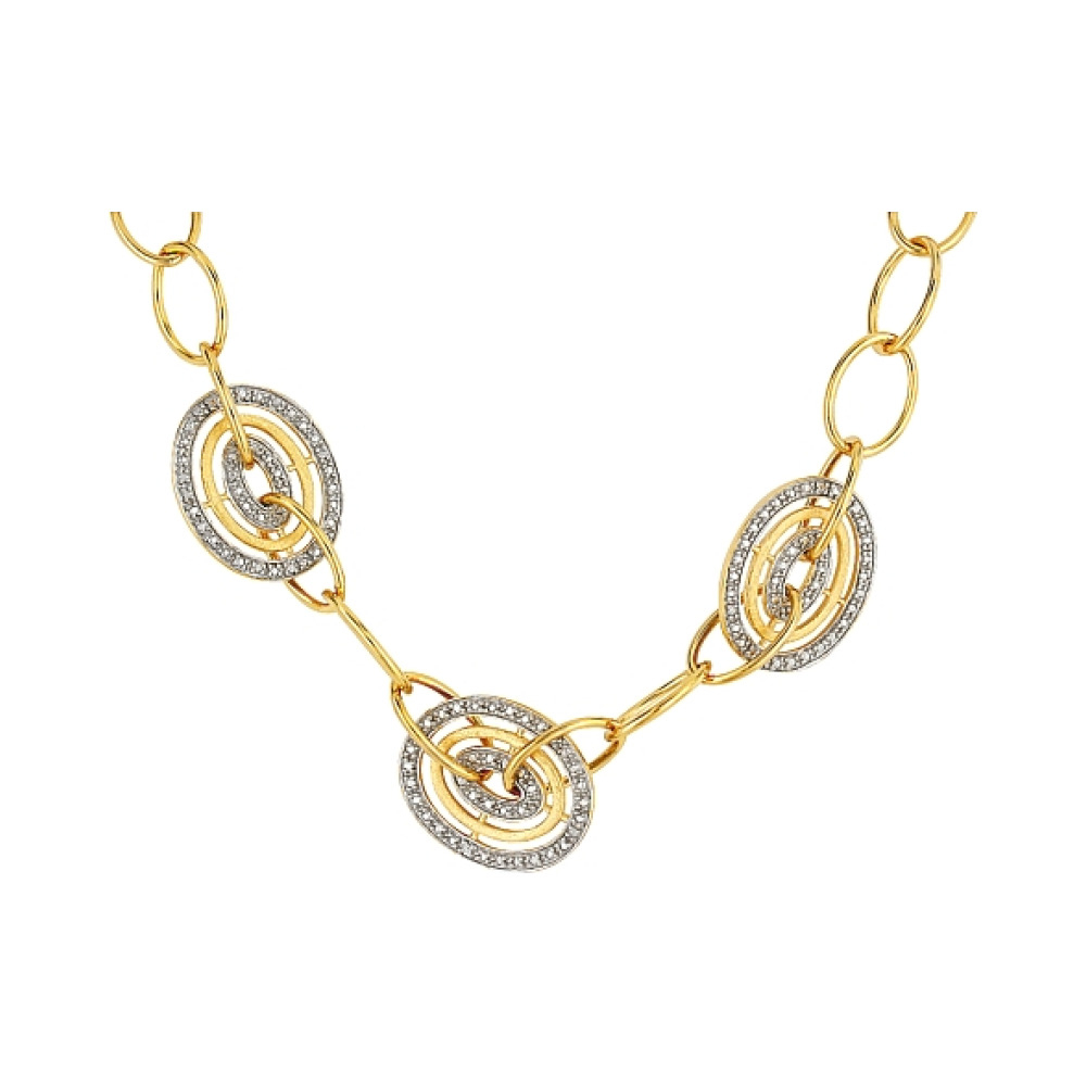 Серебряное колье с фианитом и золотым покрытием № 80322