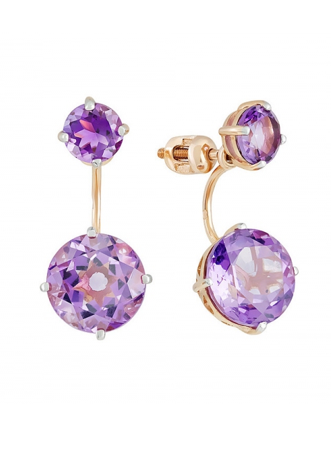 Золотые серьги с аметистом № 124507