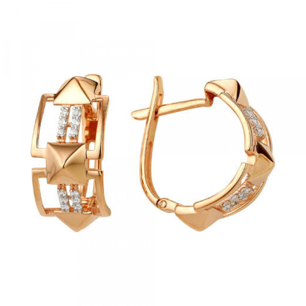 Золотые серьги с фианитом № 142267