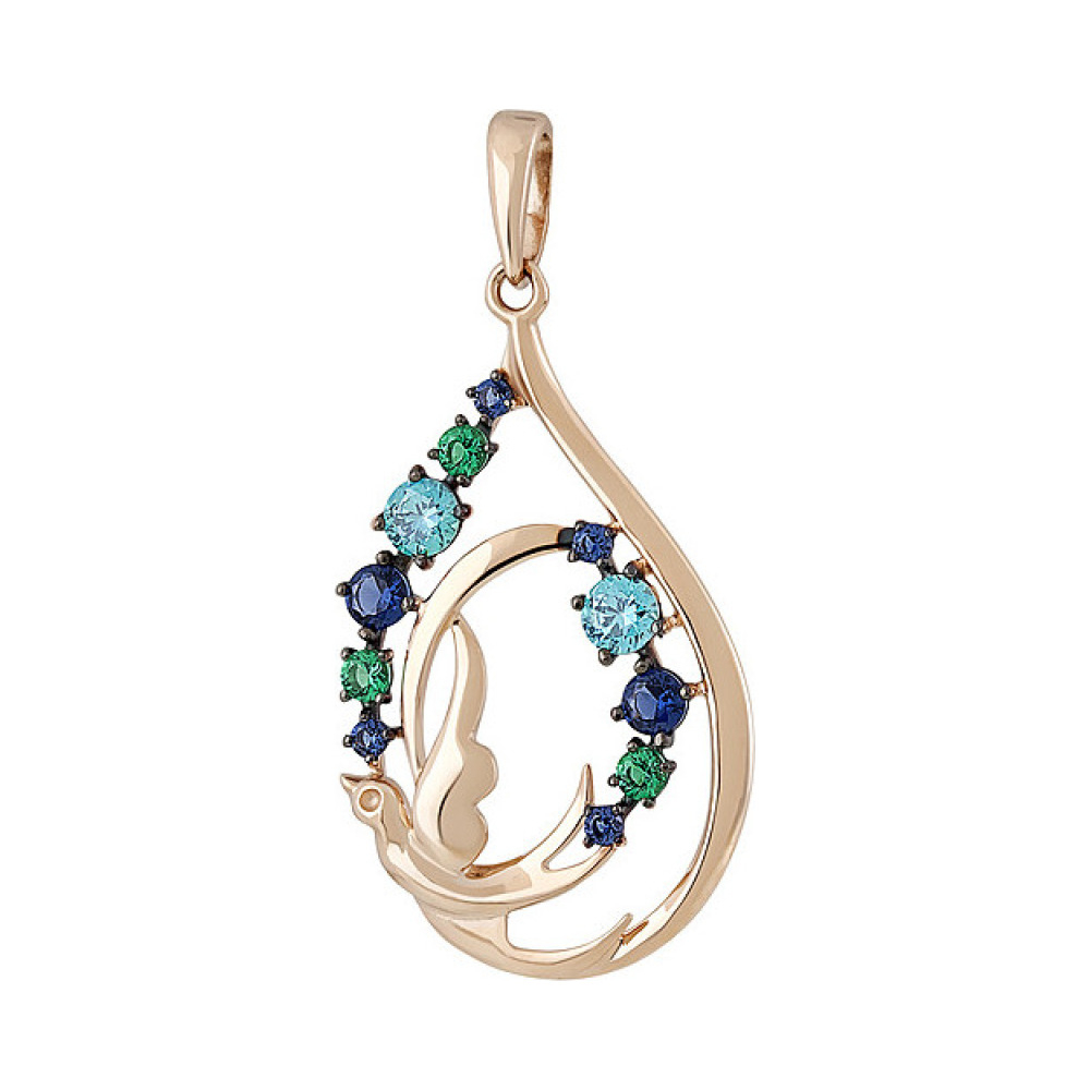 Золотая подвеска с фианитом № 135994