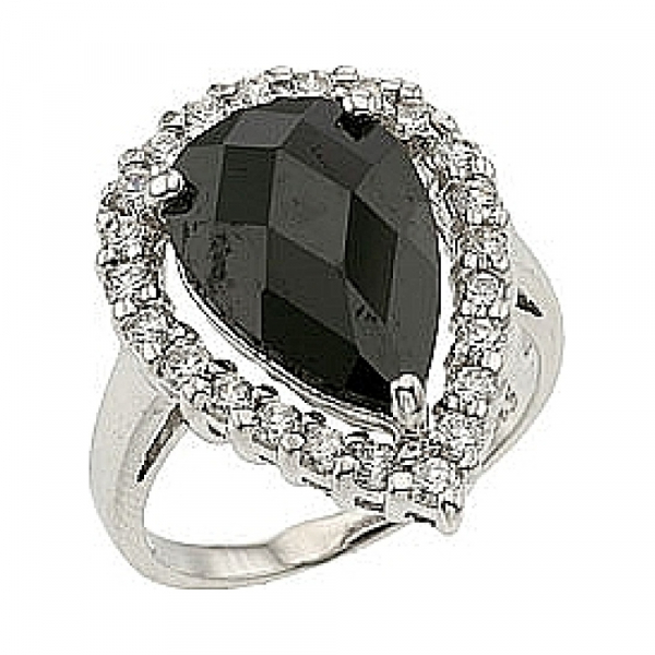 Серебряное кольцо с фианитом № 34049