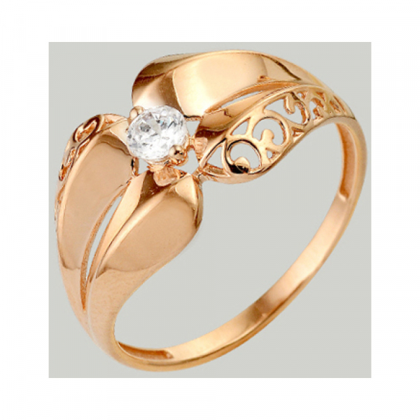 Золотое кольцо с фианитом № 142281