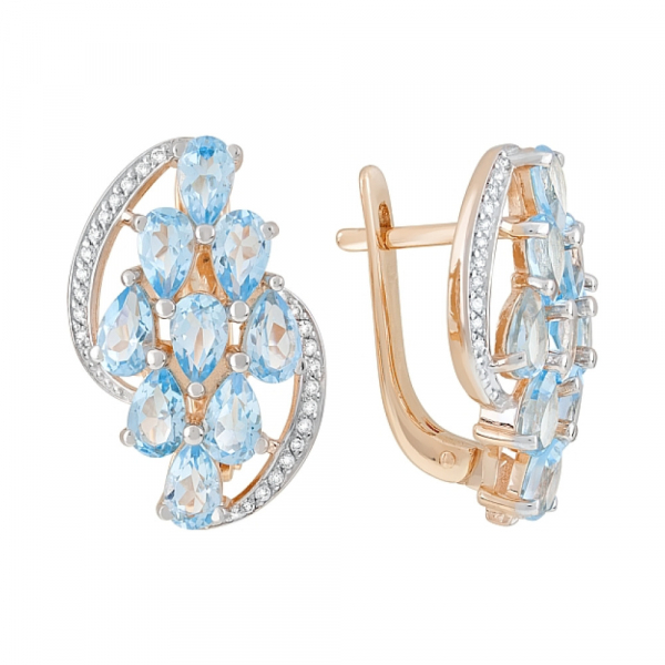 Золотые серьги с топазом и фианитом № 119557