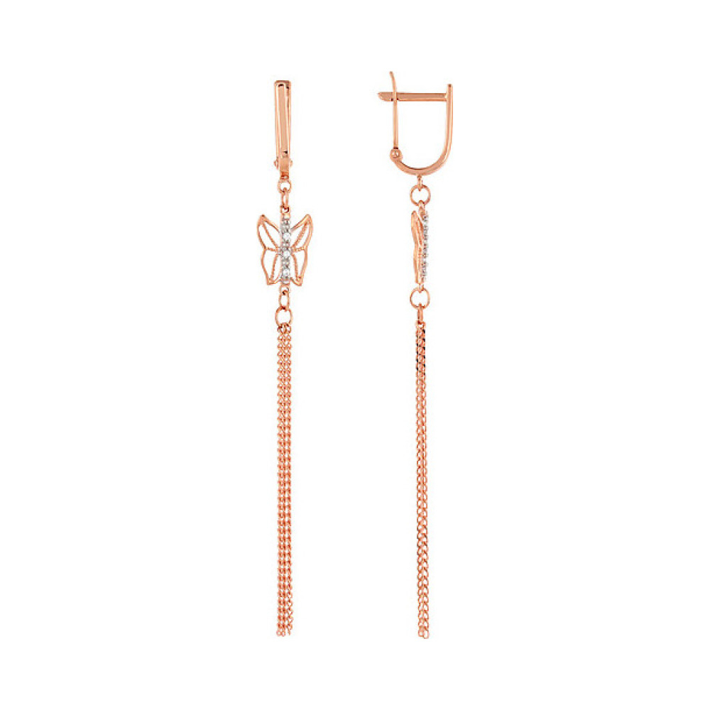 Золотые серьги с фианитом № 101937