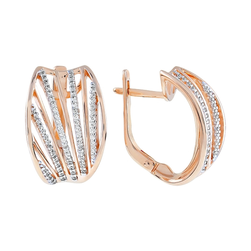 Золотые серьги с фианитами № 111371