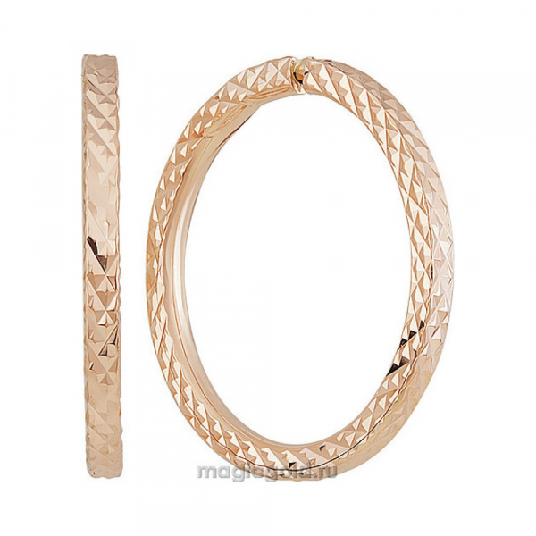 Золотые серьги конго с алмазной гранью № 156040