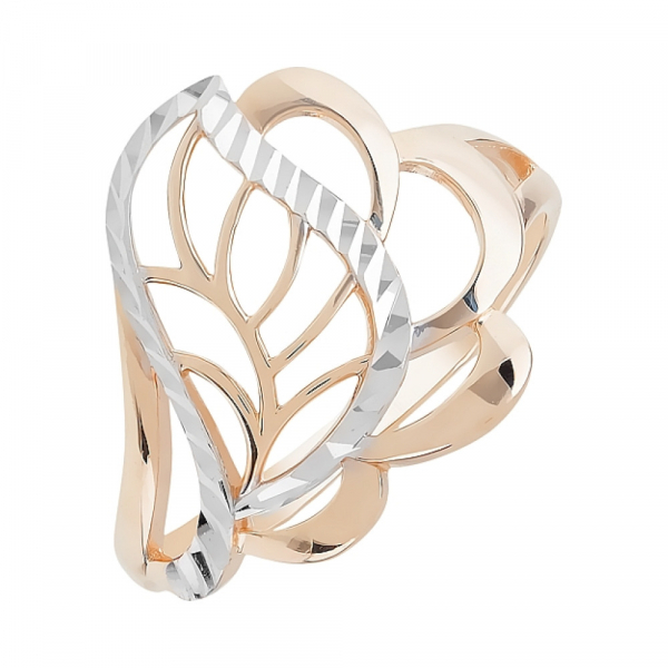 Золотое кольцо без камня с алмазкой № 101867