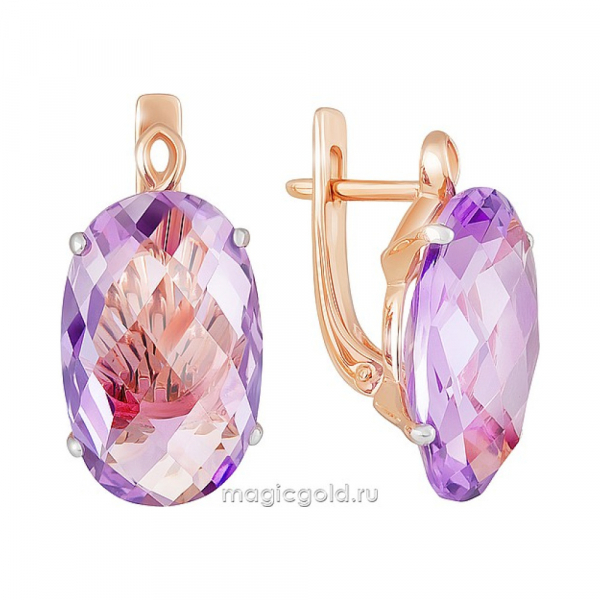 Золотые серьги с аметистом № 162128