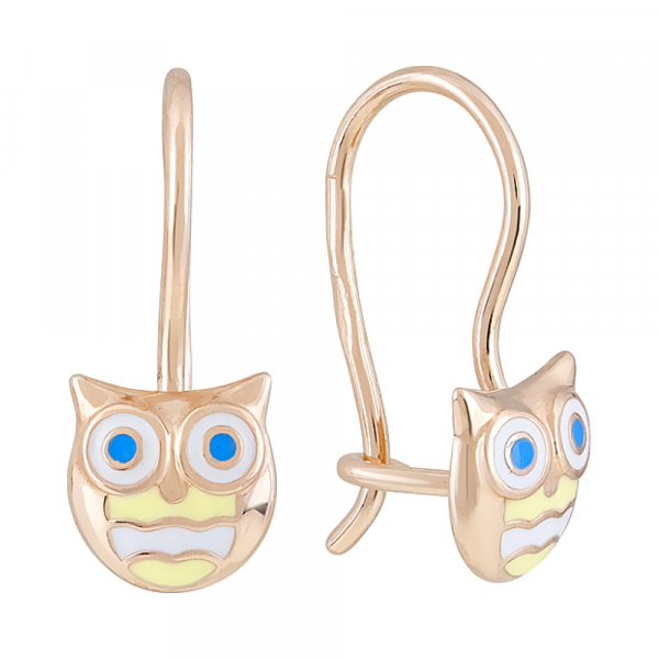 Золотые серьги с эмалью № 123852