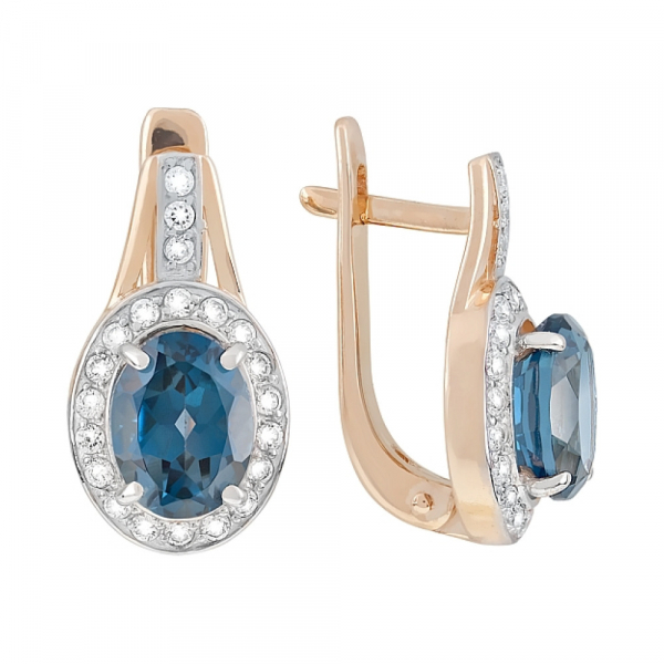 Золотые серьги с топазом и фианитом № 118546