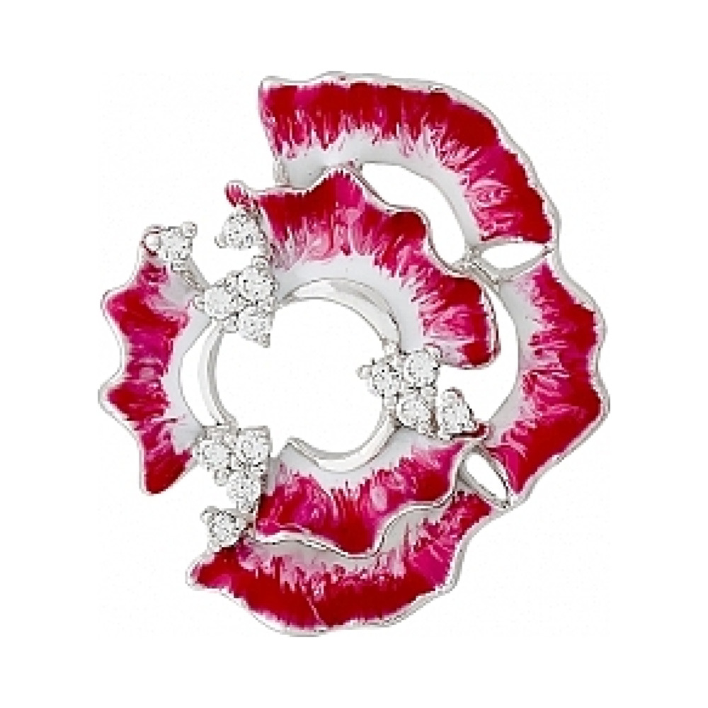 Серебряная подвеска с фианитом и эмалью № 114971