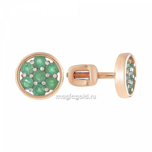 Пуссеты с изумрудом № 172268