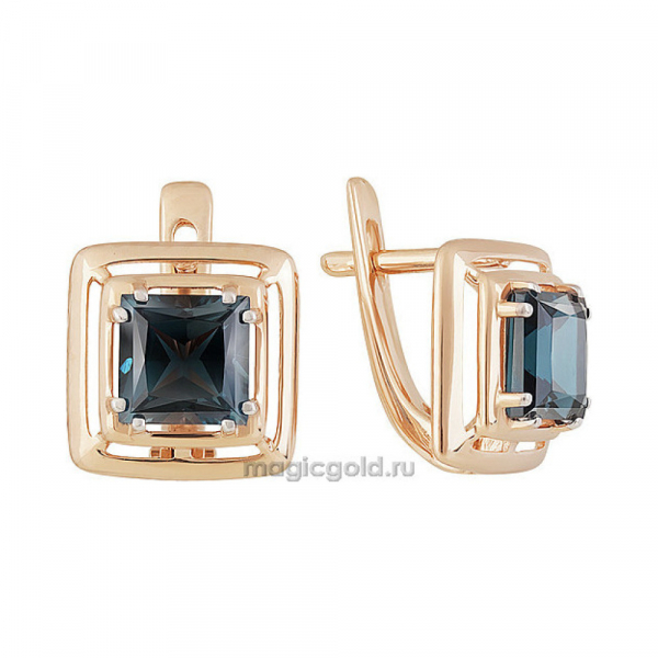 Золотые серьги с топазом № 160574