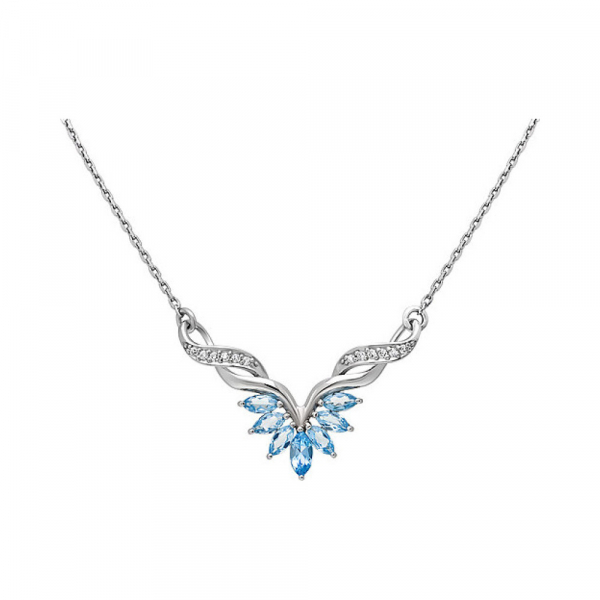 Серебряное колье с топазом и фианитом № 133204