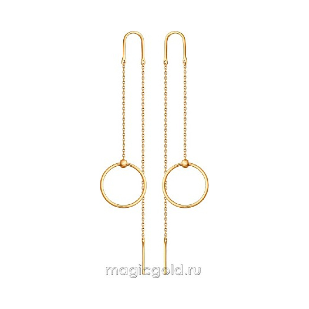 Золотые серьги без камня № 163941