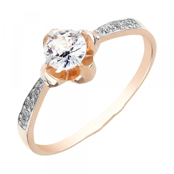 Золотое кольцо с фианитами № 111282