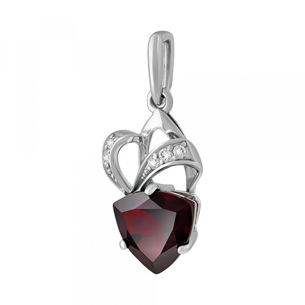 Серебряная подвеска с гранатом и фианитом № 132804
