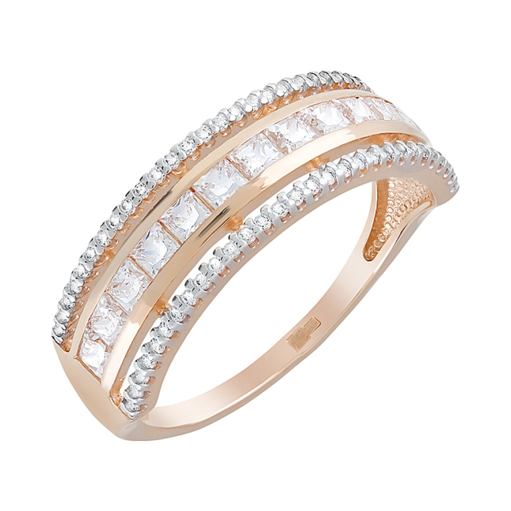 Золотое кольцо с фианитами № 123743