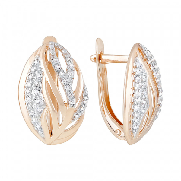 Золотые серьги с фианитами № 122271