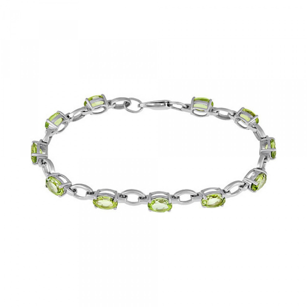 Серебряный браслет с хризолитом № 134137