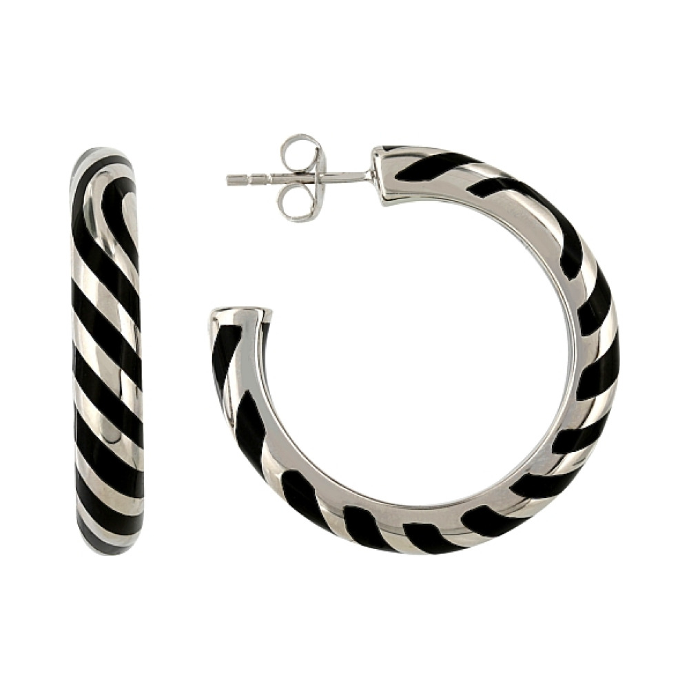 Серебряные серьги с каучуком № 106679