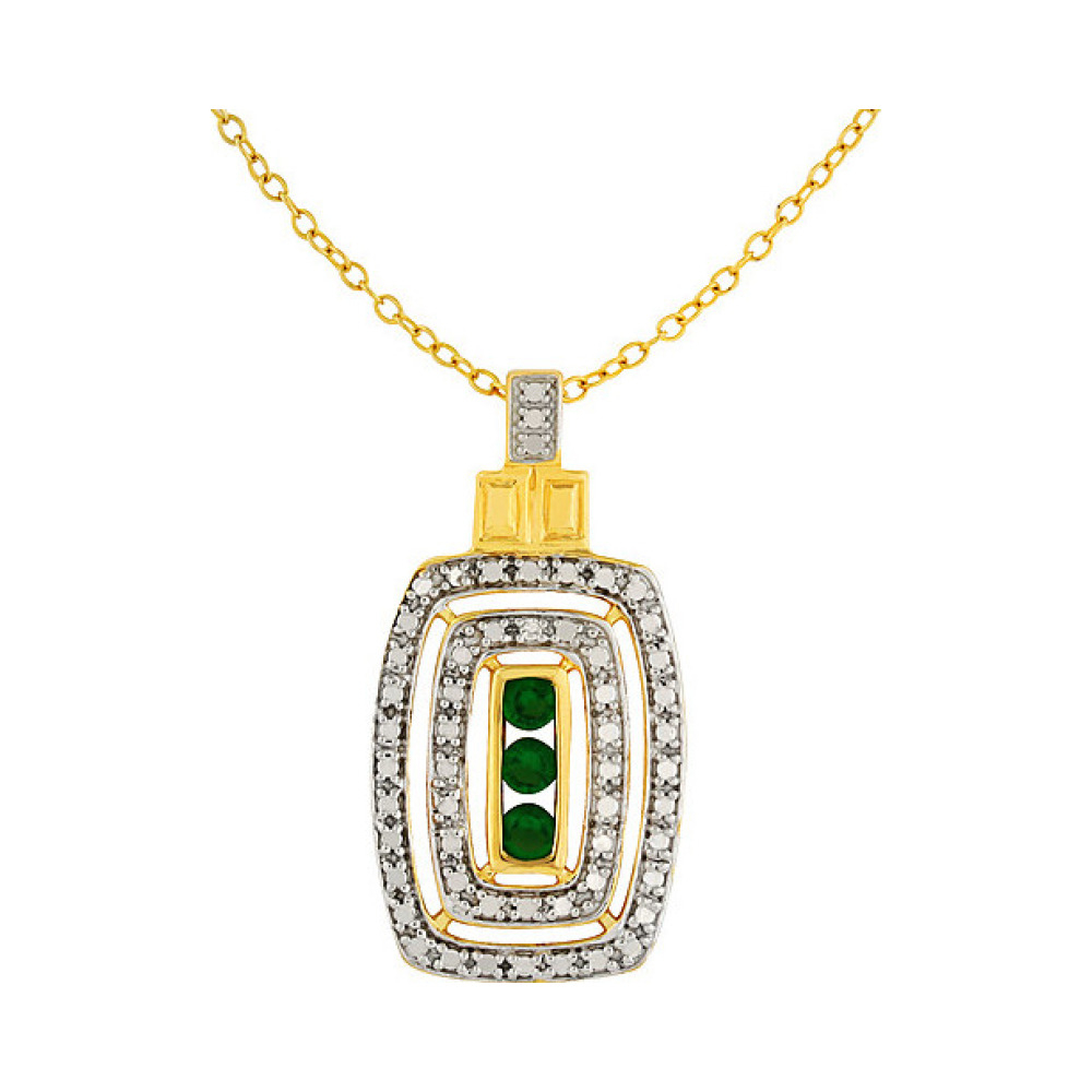 Серебряное колье с фианитом и золотым покрытием № 80327