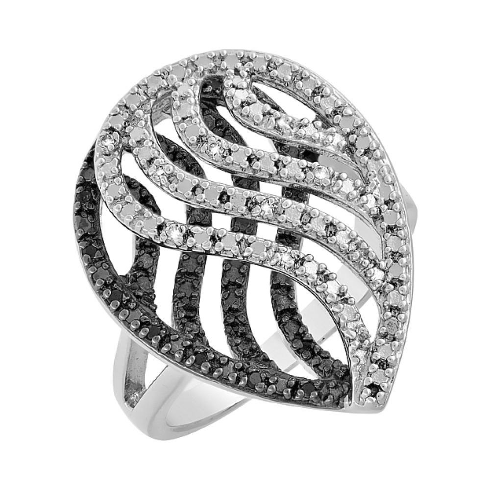 Серебряное кольцо с фианитом № 75032
