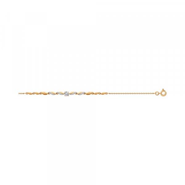 Золотой браслет с кристаллом swarovski № 139995
