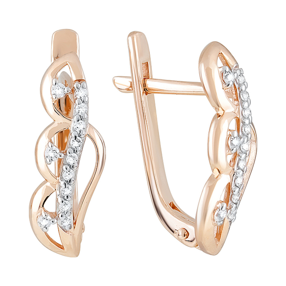 Золотые серьги с фианитами № 123654