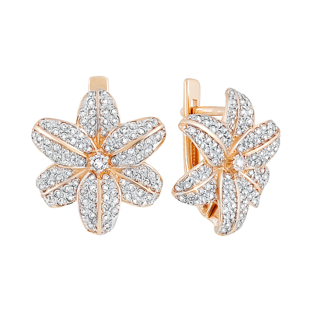 Золотые серьги с фианитом № 129802